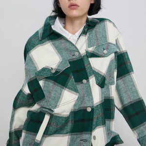 Zara Check Overshirt Jacket - Small